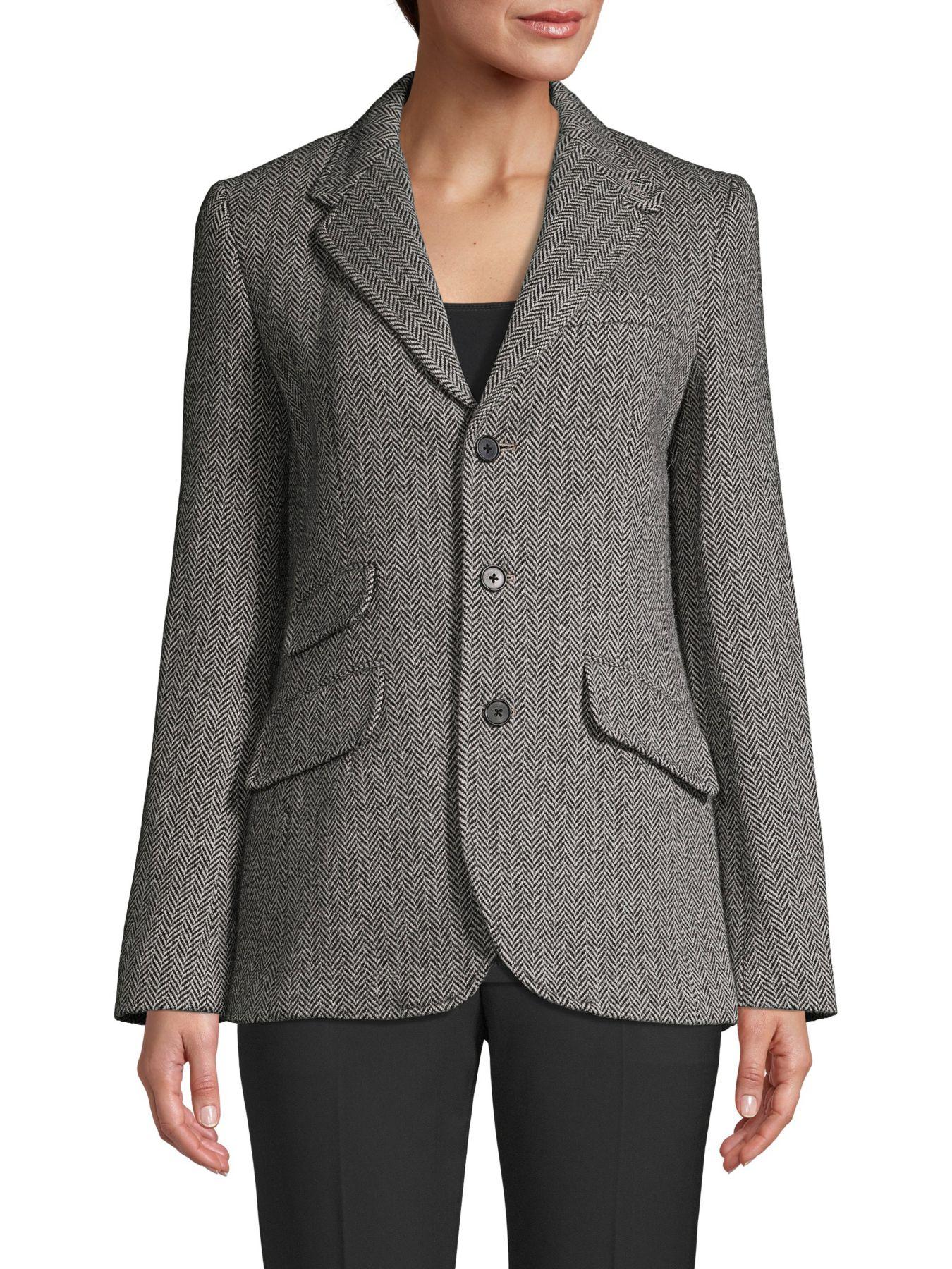 black herringbone blazer