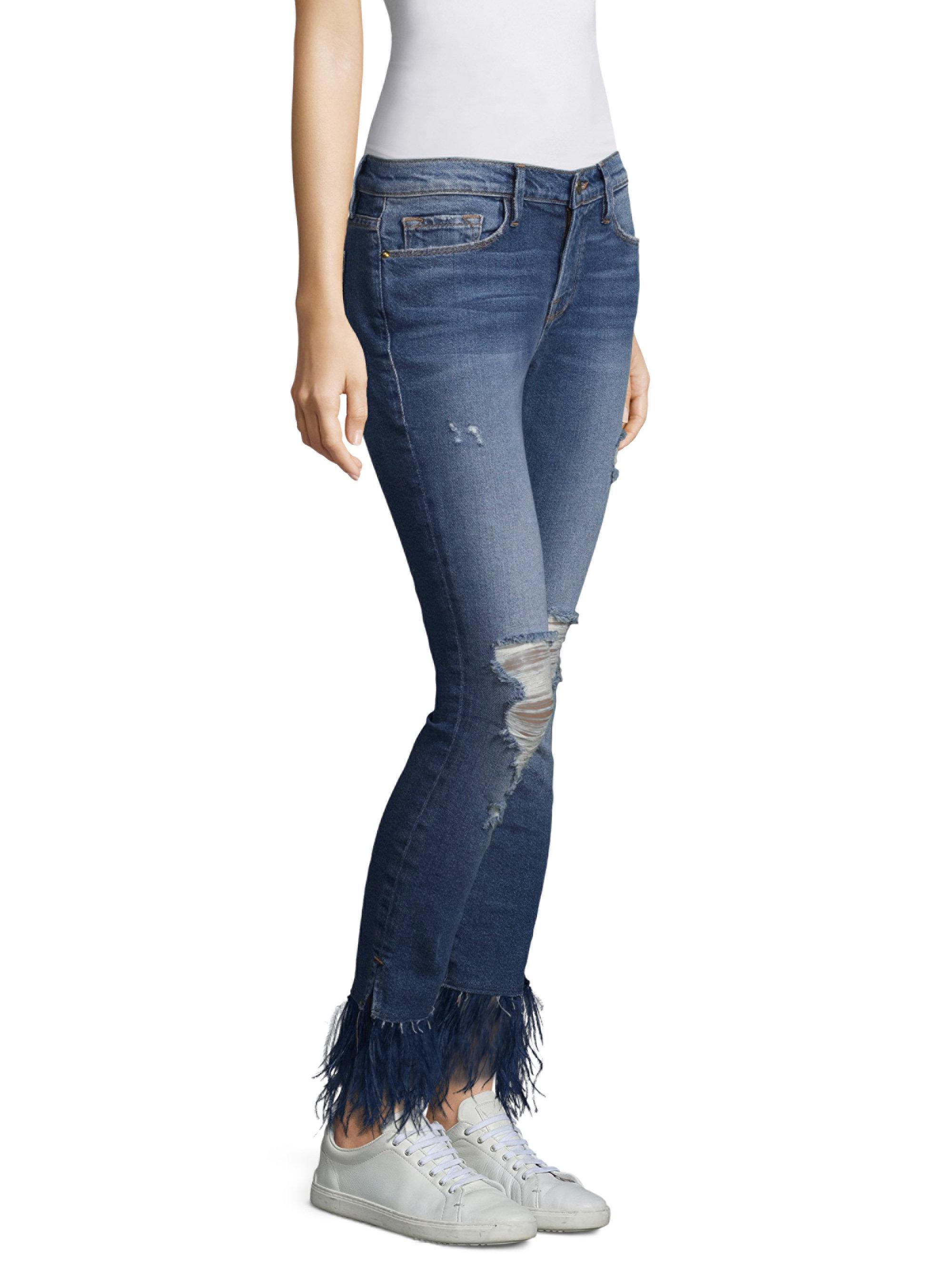 frame feather jeans