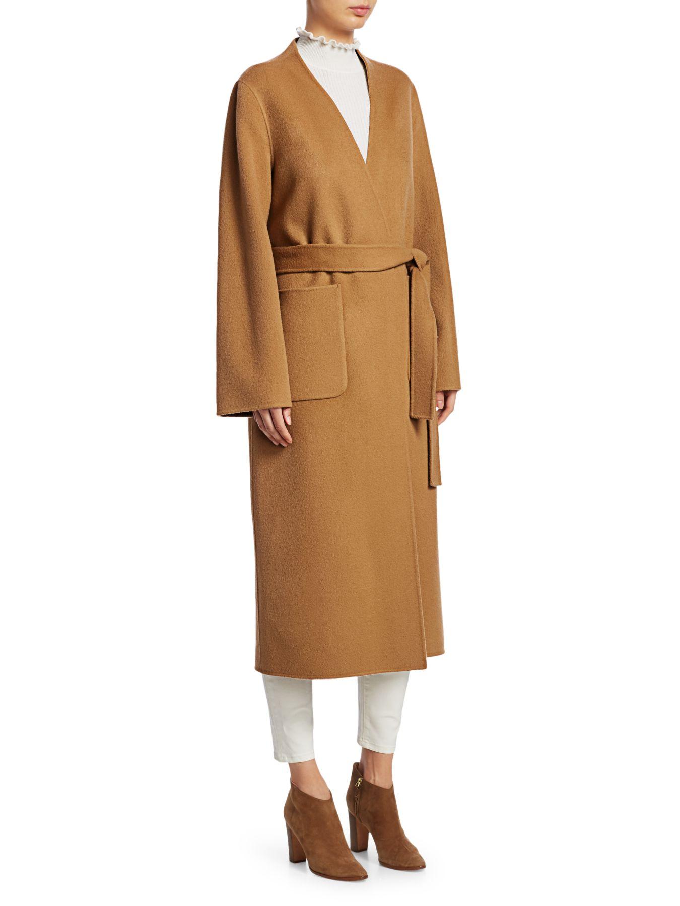 FRAME Double Faced Wool & Cashmere Belted Coat in Camel (Natural 