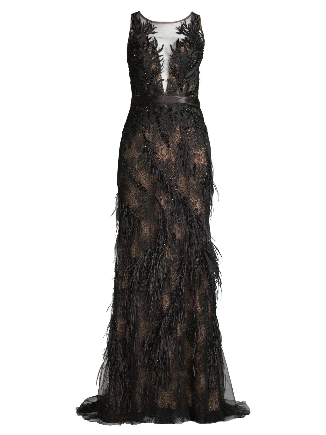 basix black label feather gown