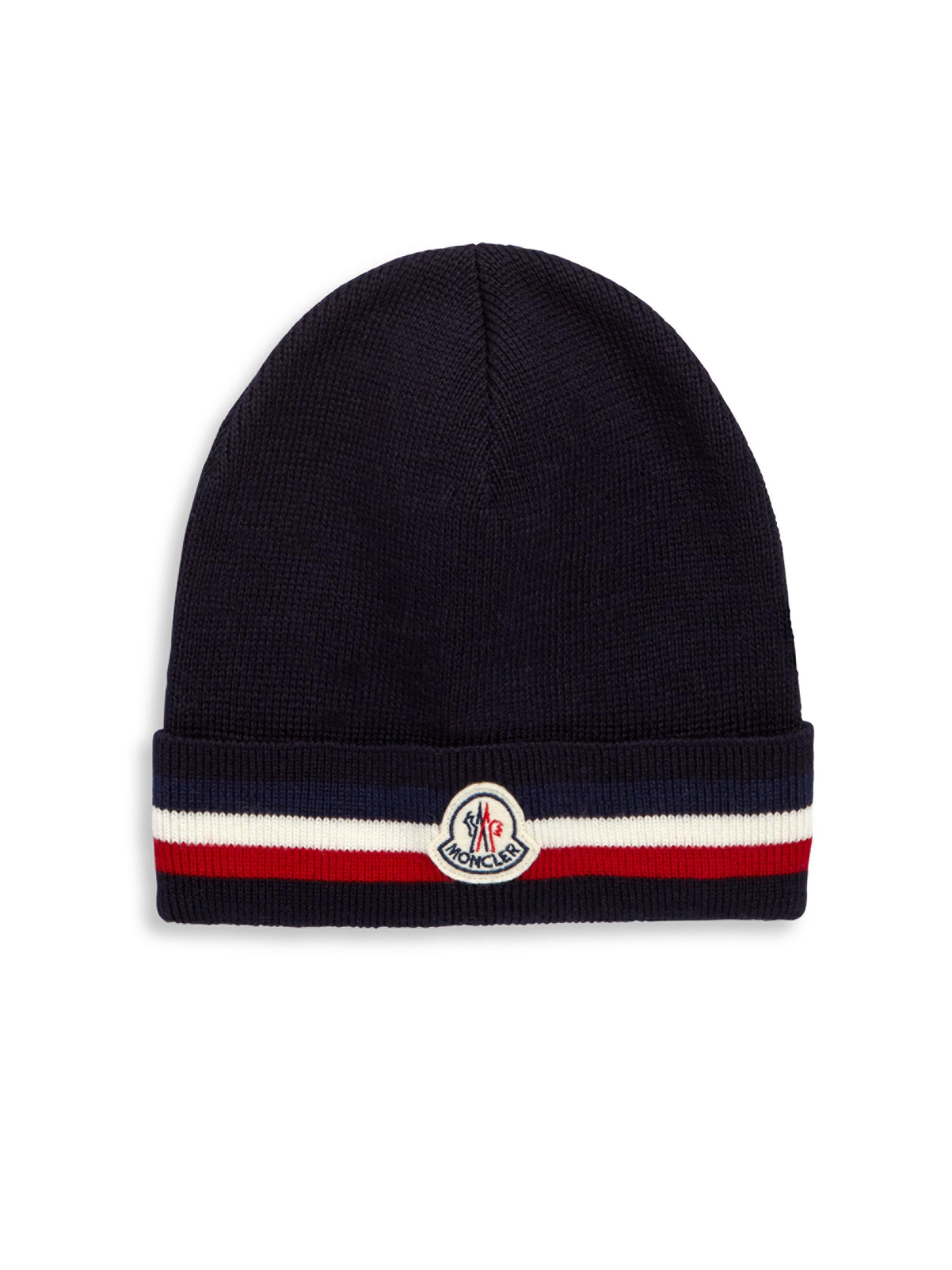 Moncler Wool Tri-colour Trim Beanie in 