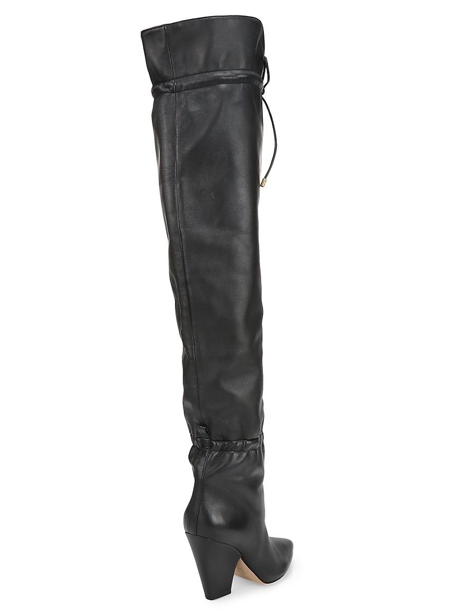Tory Burch Lila Over-the-knee Leather Scrunch Boots in Black | Lyst