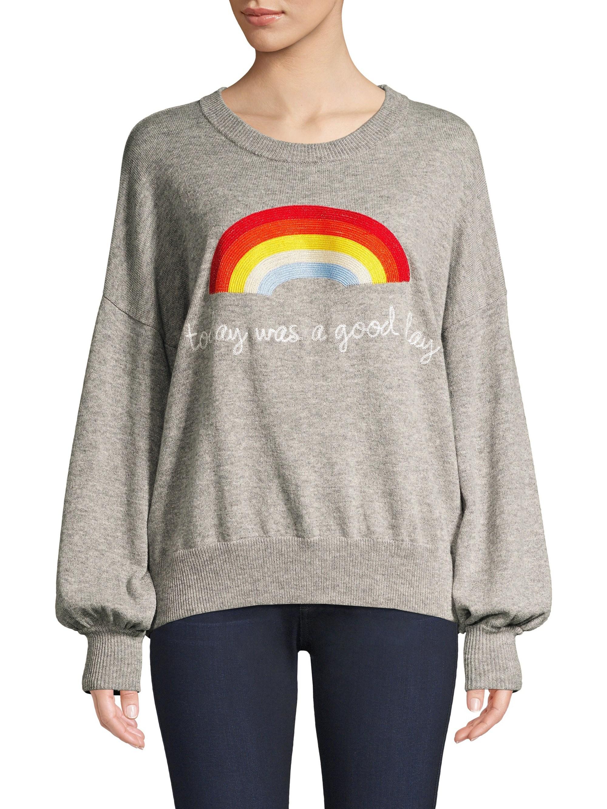 Spiritual Gangster Cashmere Today Rainbow Wool Blend Sweater in Heather ...