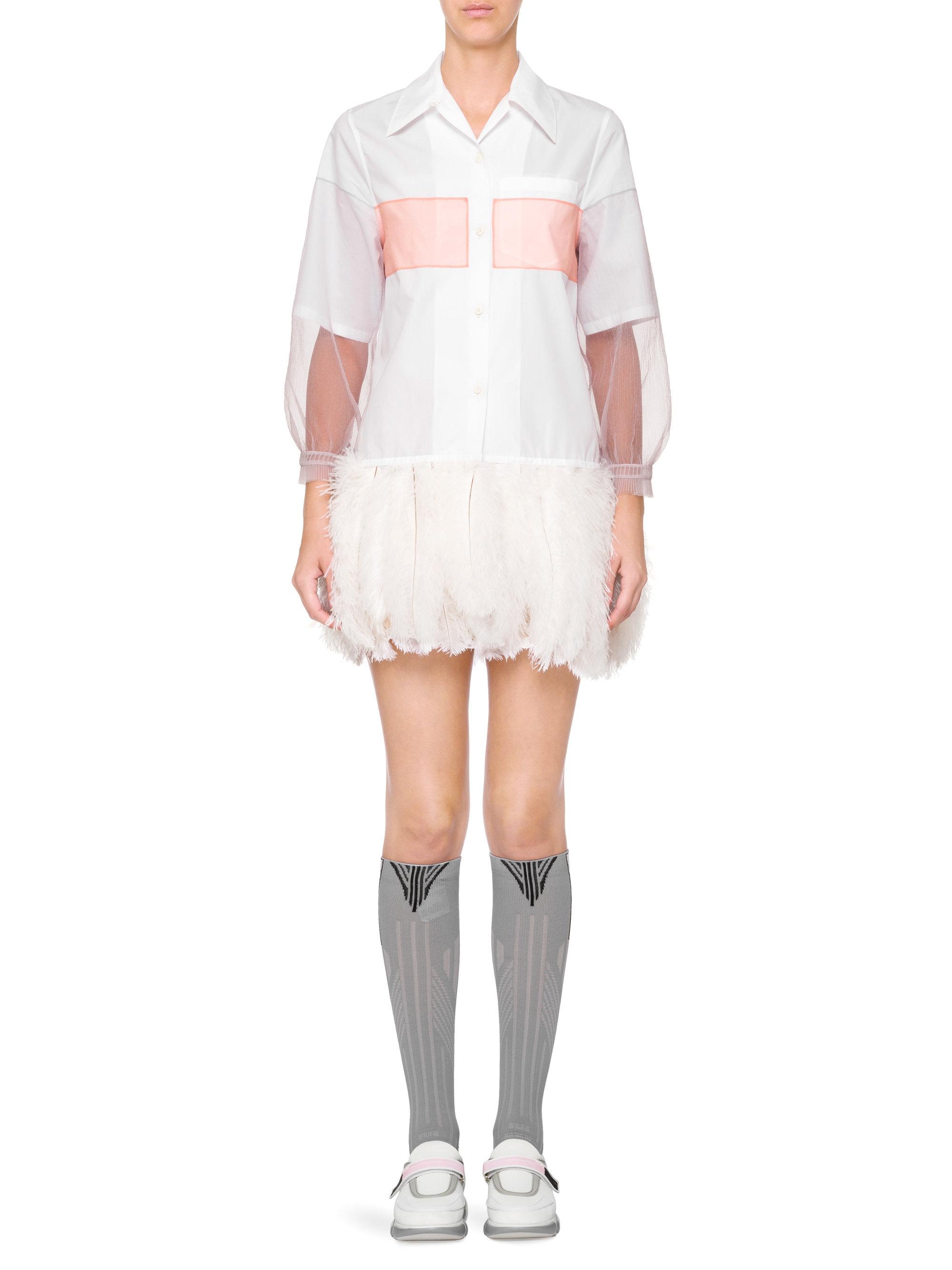 Prada Cotton Feather Shirt Dress in White Purple Grey (White) - Lyst