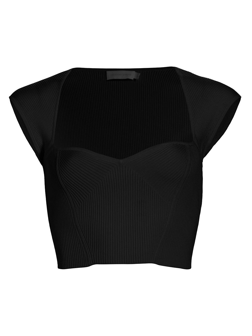 Jonathan Simkhai Abia Compact Ribknit Crop Top in Black Lyst