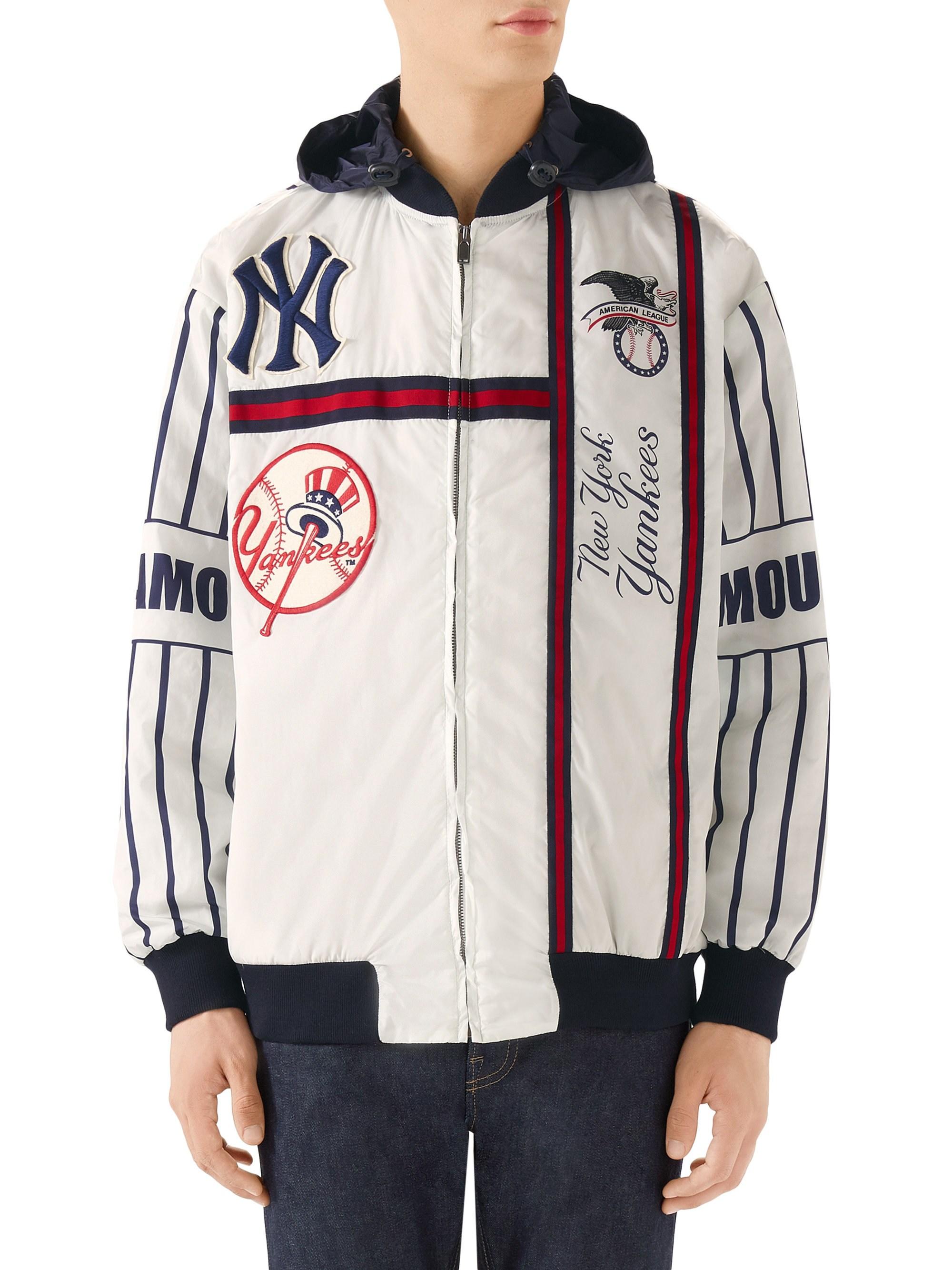 Gucci Men's New York Yankees Striped Bomber Jacket - White for Men