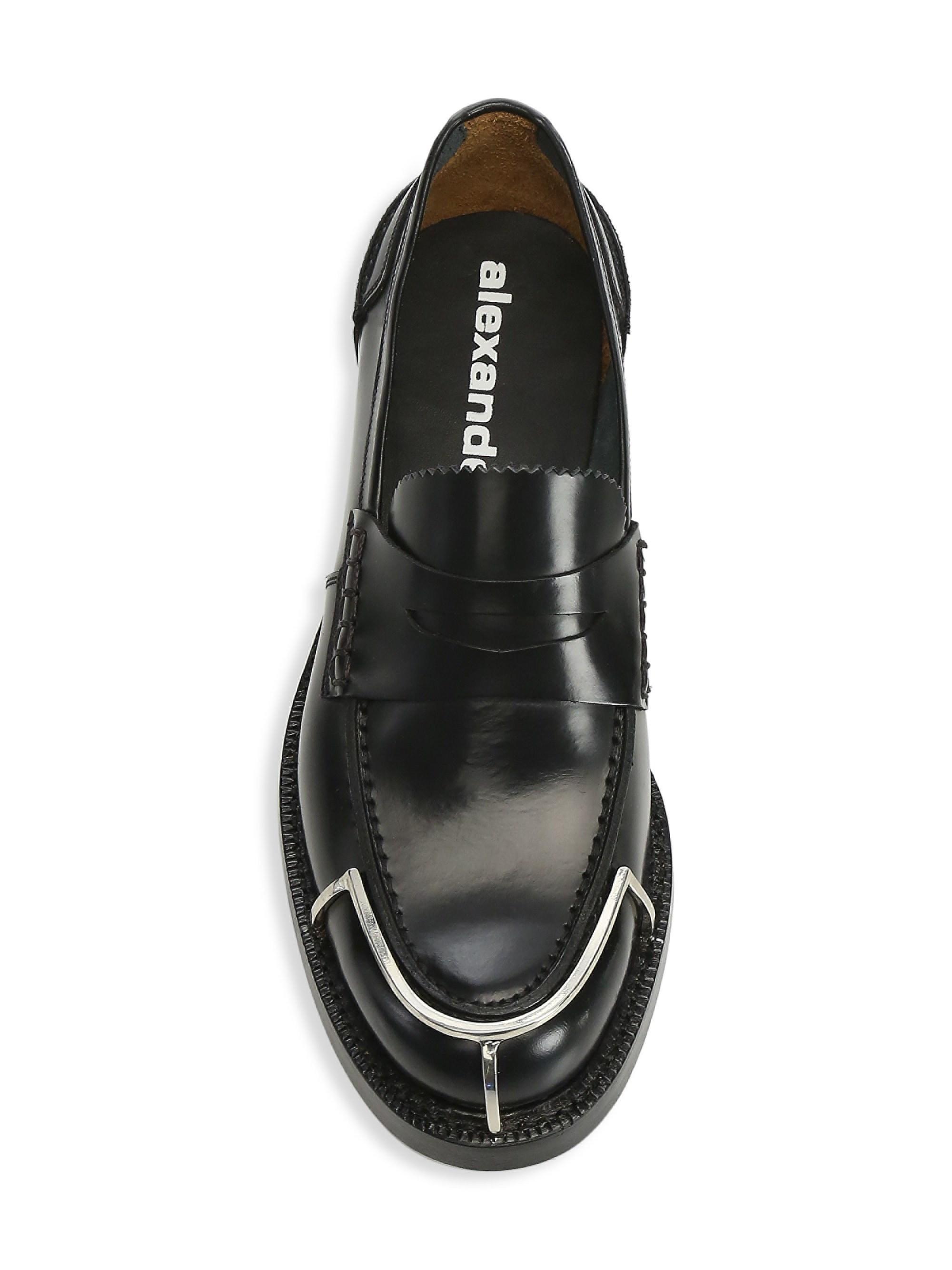 Alexander Wang Carter Leather Penny Loafers in Black | Lyst