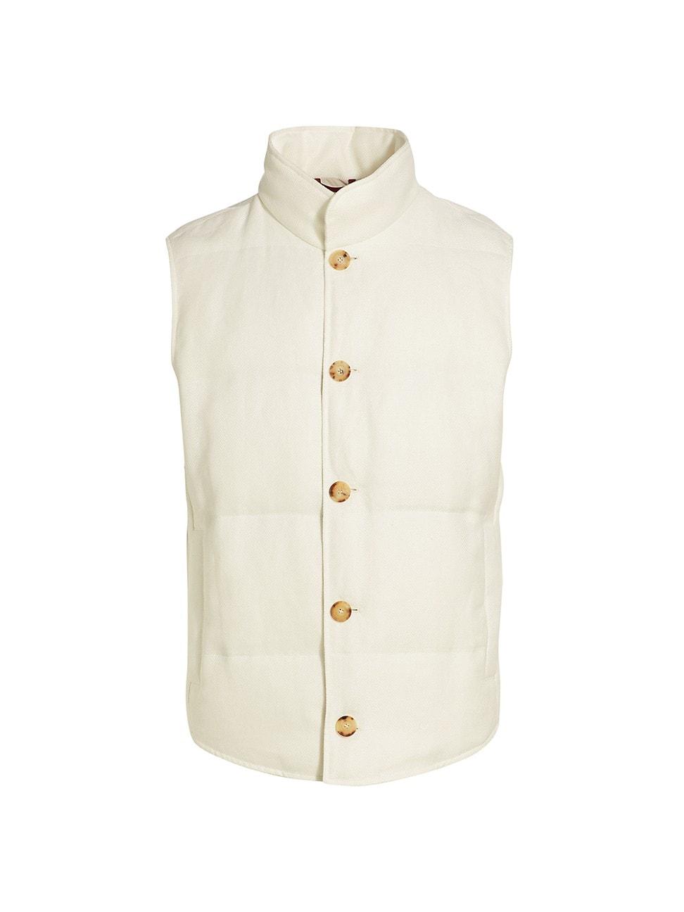 Brunello Cucinelli Herringbone Linen-blend Vest in White for Men | Lyst
