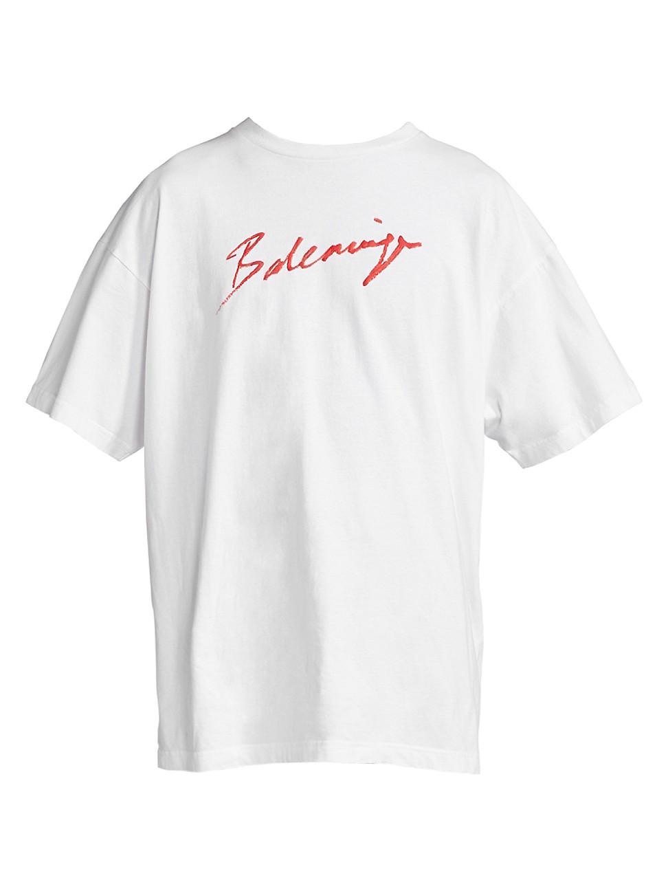 white shirt with red graphic