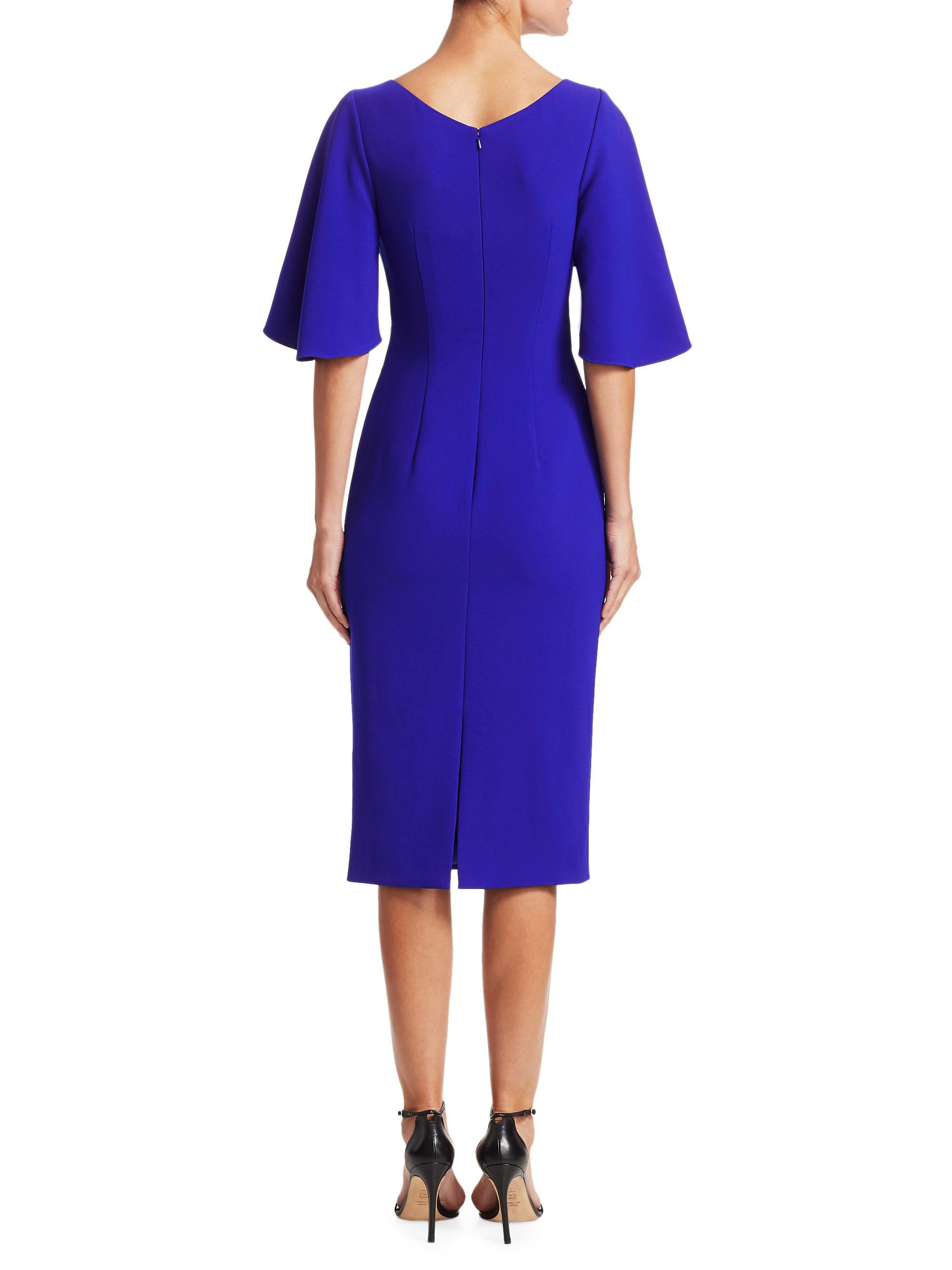 THEIA Crepe Flutter-sleeve Cocktail Dress in Purple - Lyst