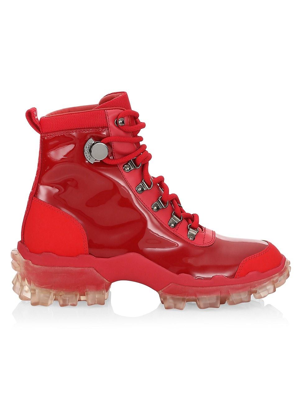 Moncler Helis Patent Leather Hiking Boots in Red | Lyst