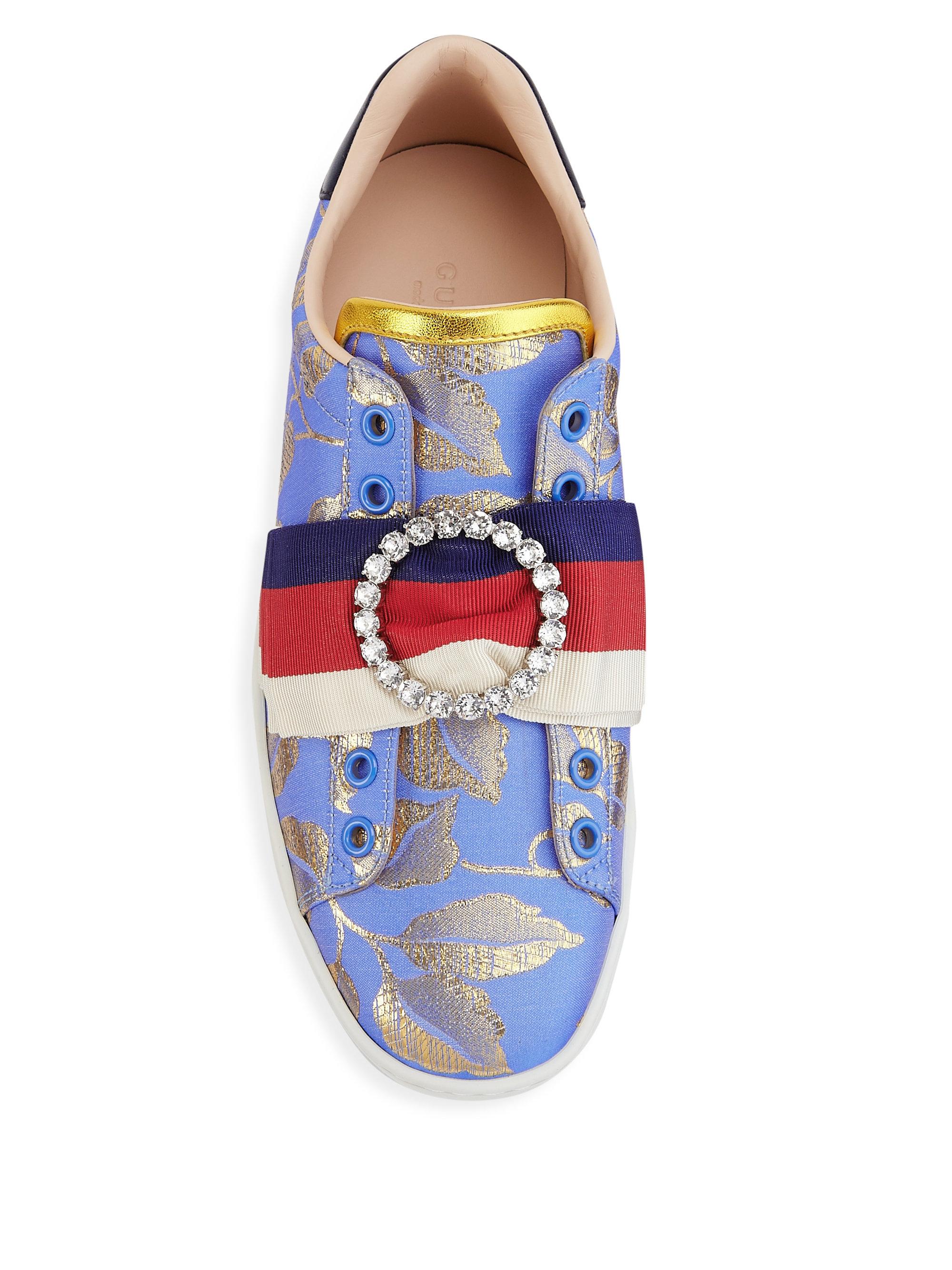 Gucci New Ace Lurex Sneakers in Blue - Lyst