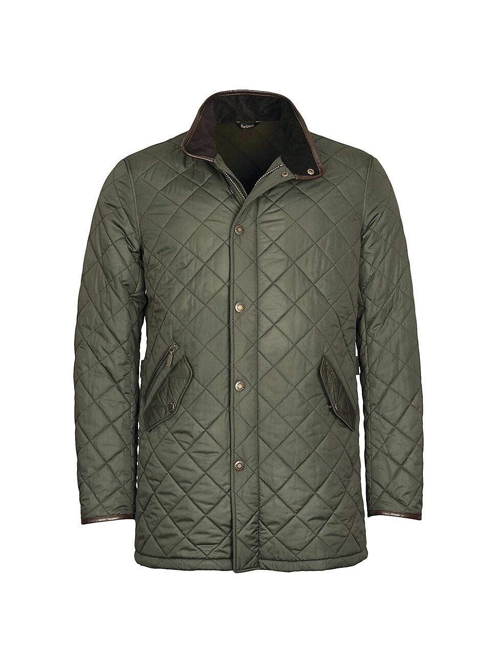 Barbour Long Powell Quilted Jacket in Green for Men | Lyst