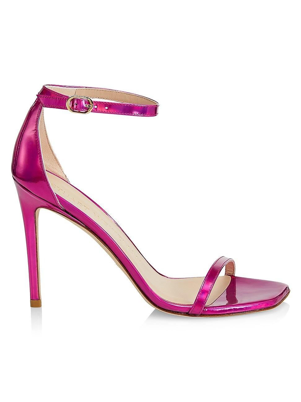 Stuart Weitzman Nudistcurve Metallic Leather Sandals in Pink | Lyst