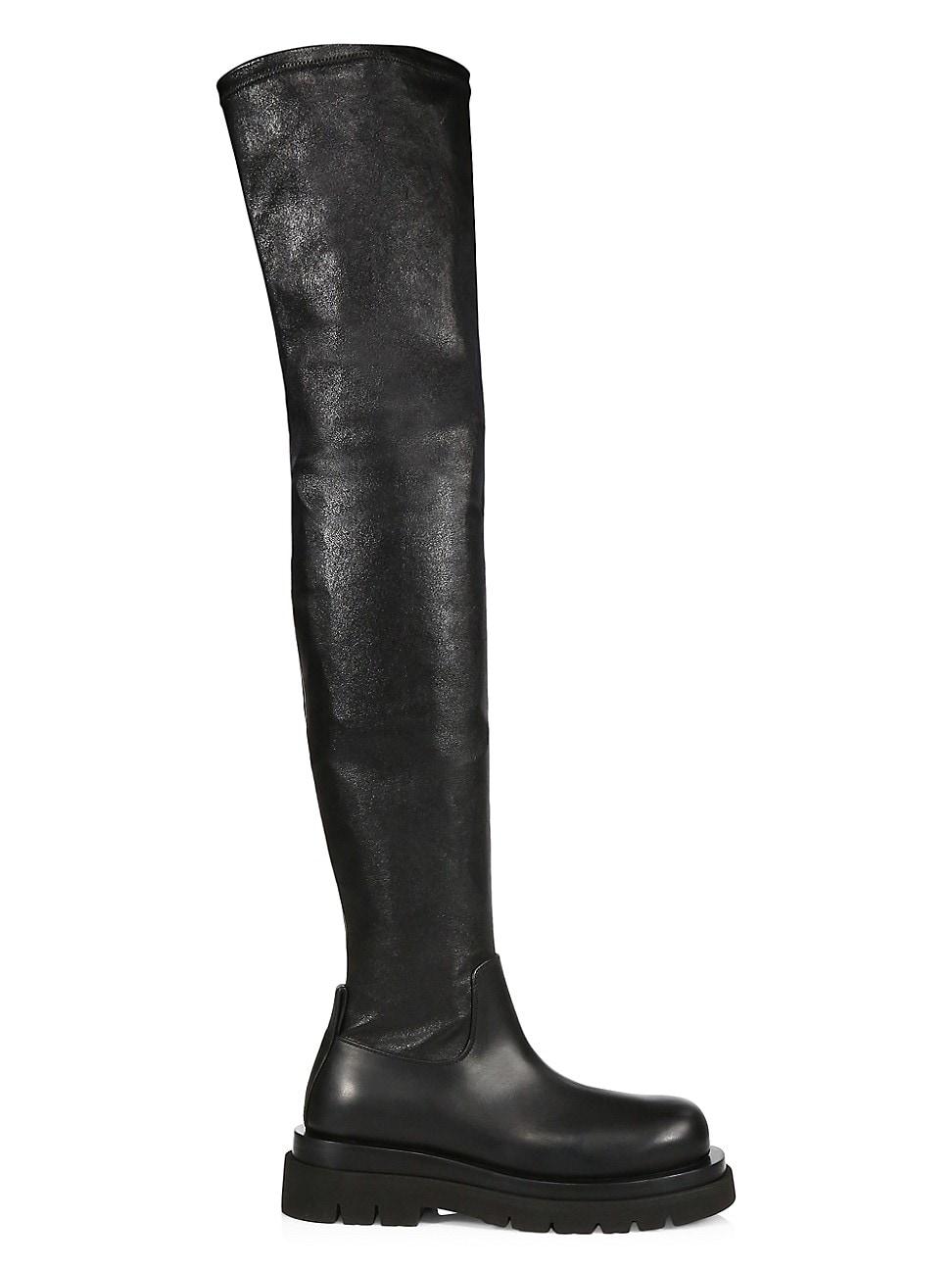 Bottega Veneta Tire Over-the-knee Leather Boots in Black | Lyst
