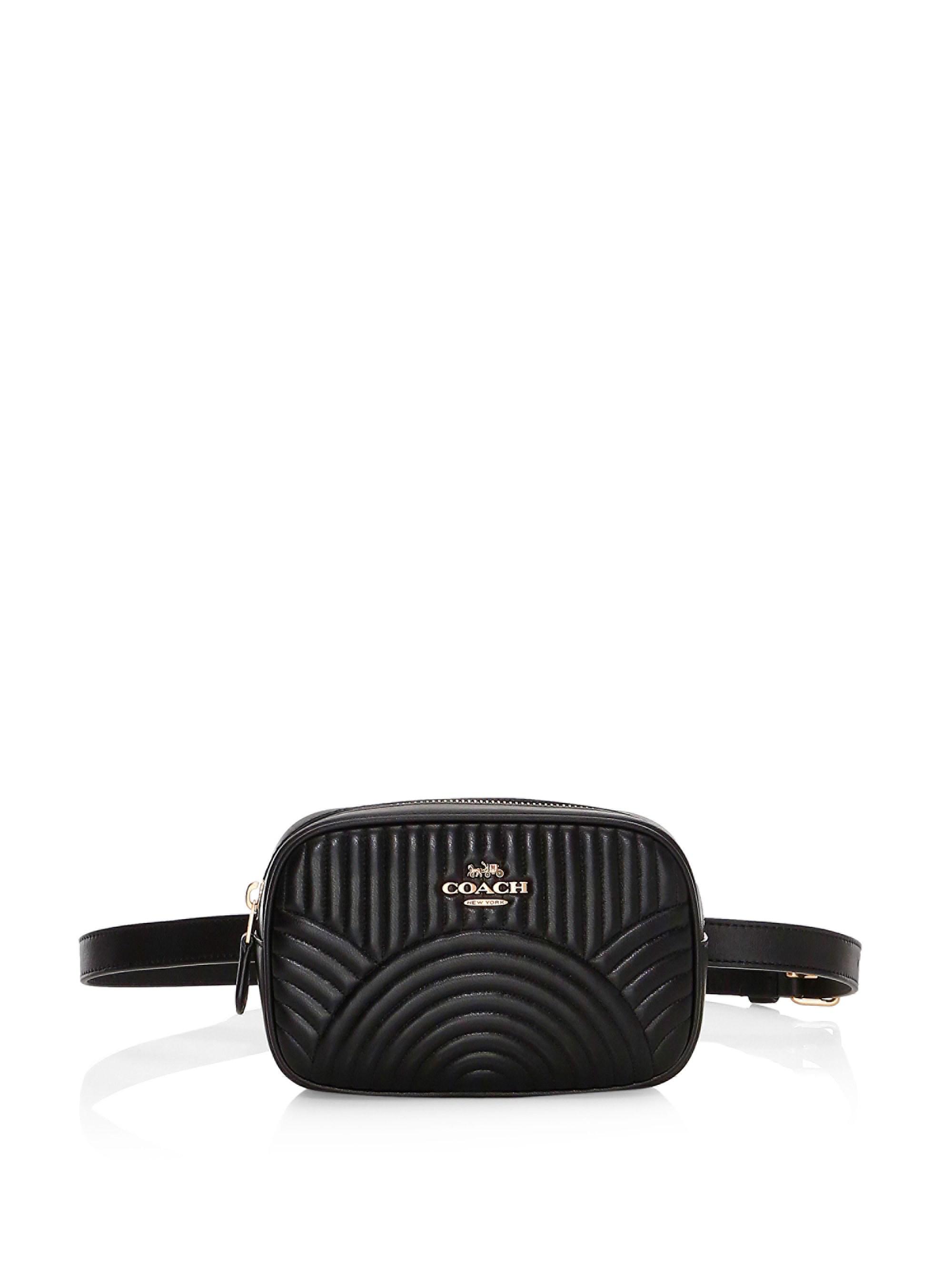 COACH Quilted Leather Belt Bag in Black - Lyst