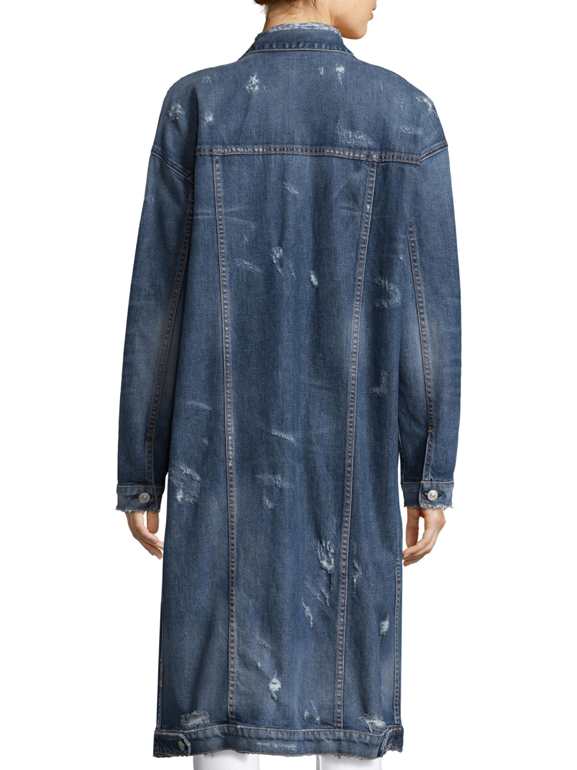 Hudson Jeans Long Denim Duster Jacket in Blue - Lyst