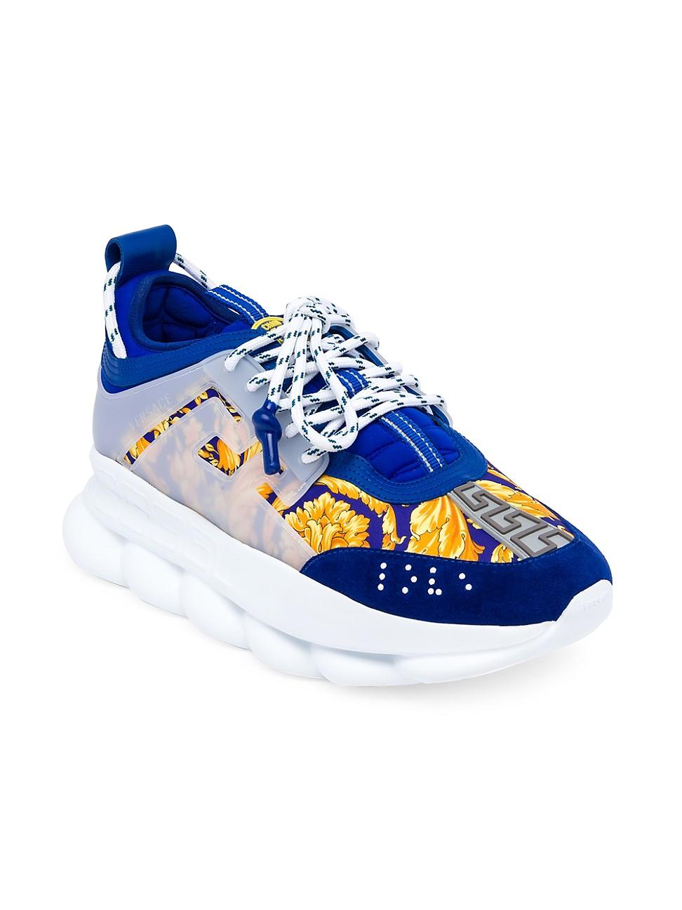 Versace Synthetic Chain Reaction Sneakers in Blue Gold (Blue) for Men | Lyst
