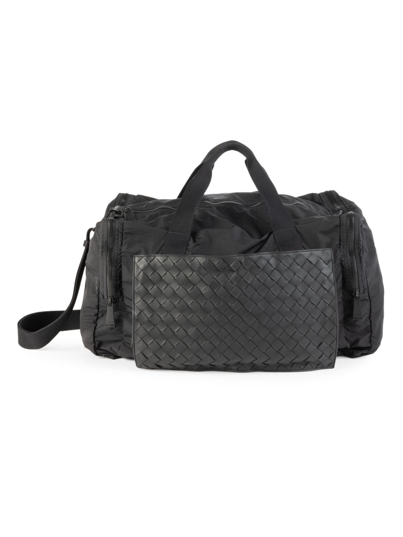 Bottega Leather & Nylon Packable Duffel Bag in Black for Men Lyst