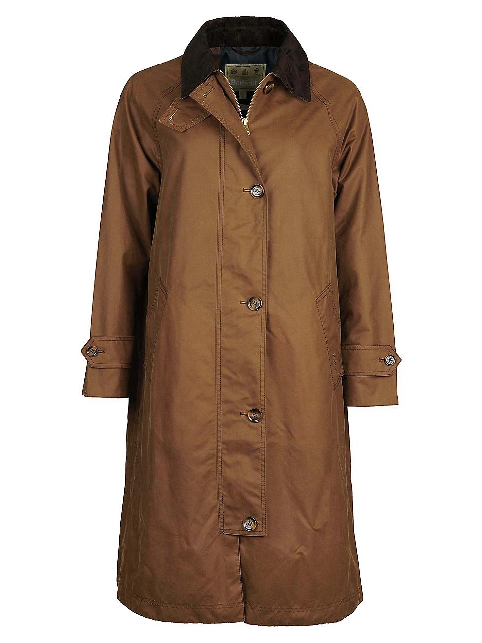 Barbour Cotton Nancy Waxed Trench Raincoat in Tan Cognac (Brown) | Lyst