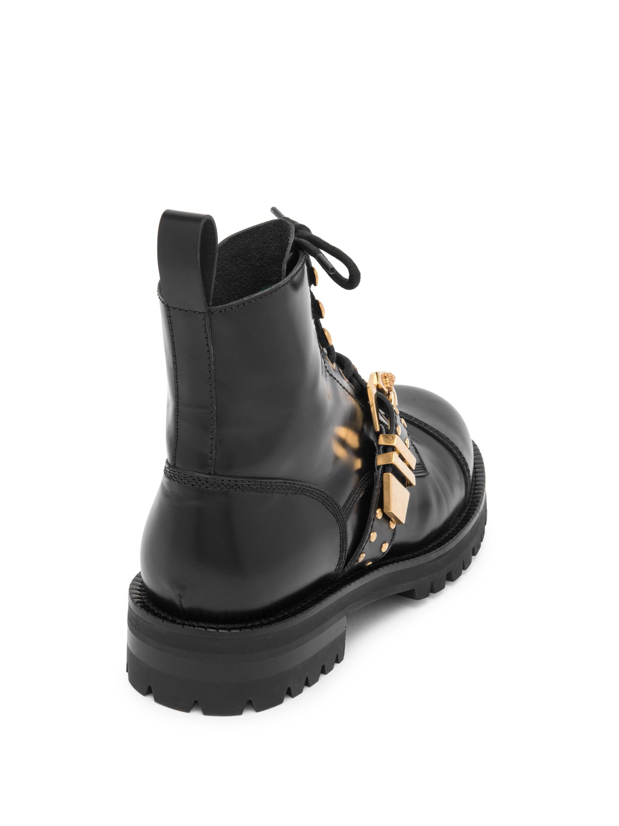 Versace Studded Belt Leather Brogued Boots in Black Gold (Black) for Men -  Lyst