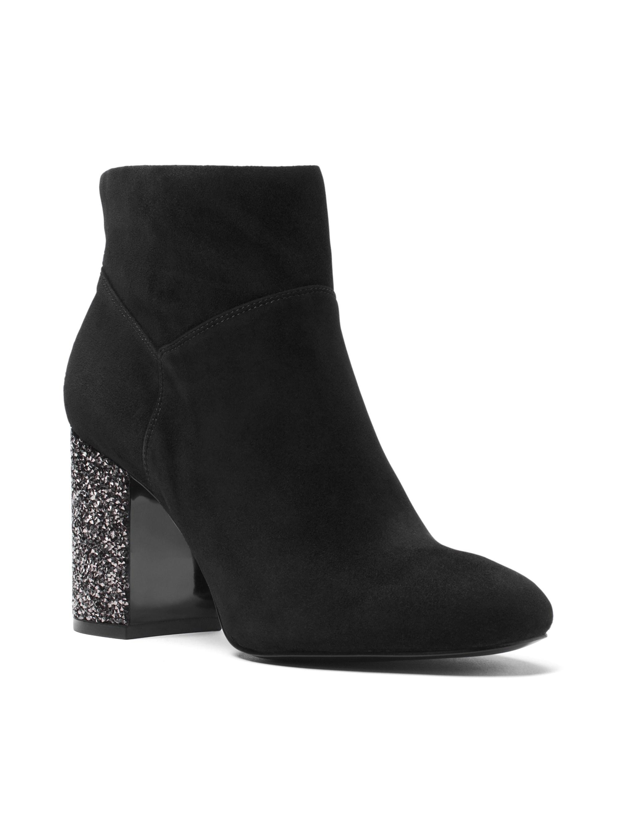 MICHAEL Michael Kors Women's Cher Glitter Heel Booties - Black | Lyst