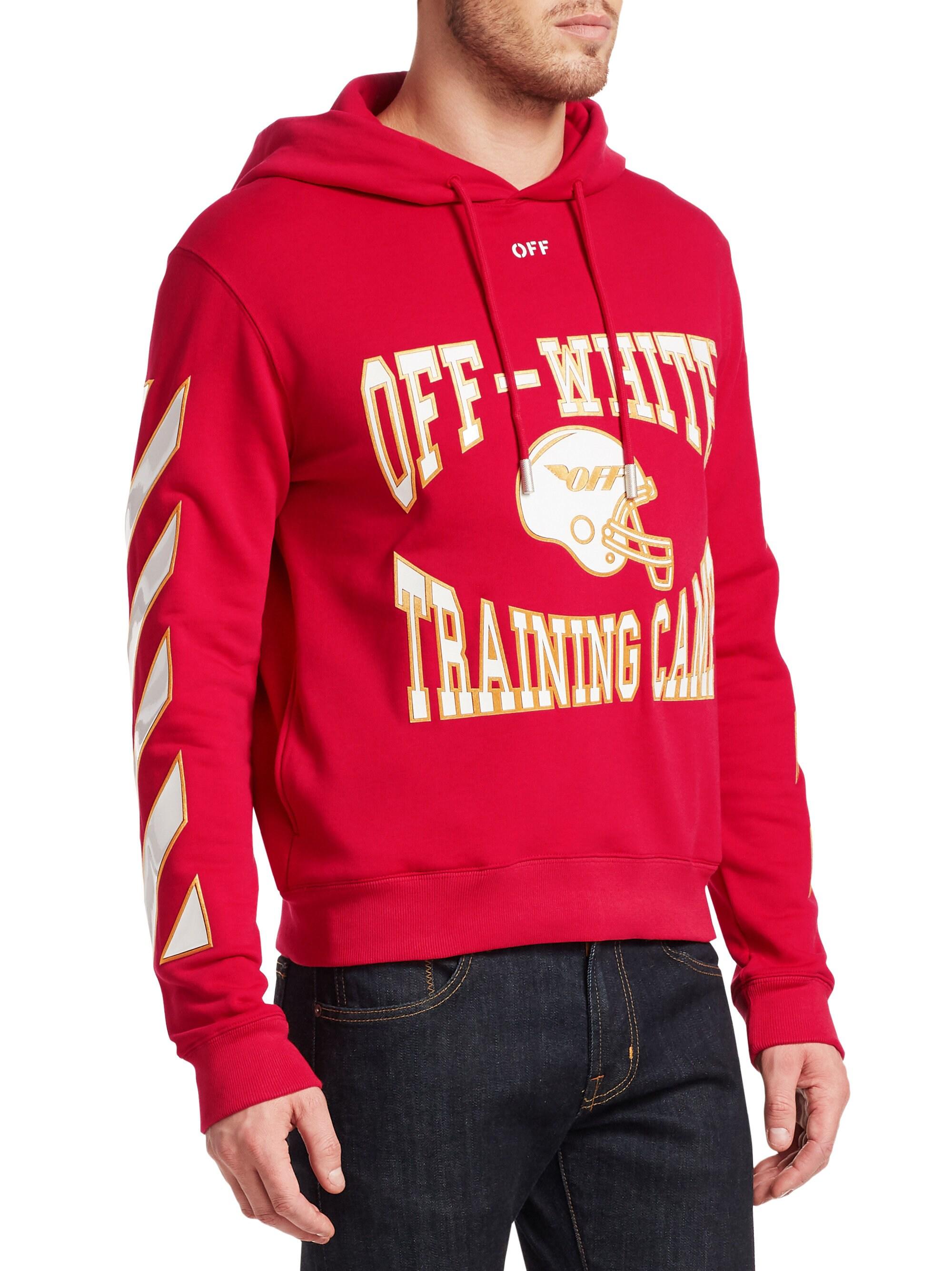 Off-White c/o Virgil Abloh Training Camp Hoodie in Red for Men | Lyst