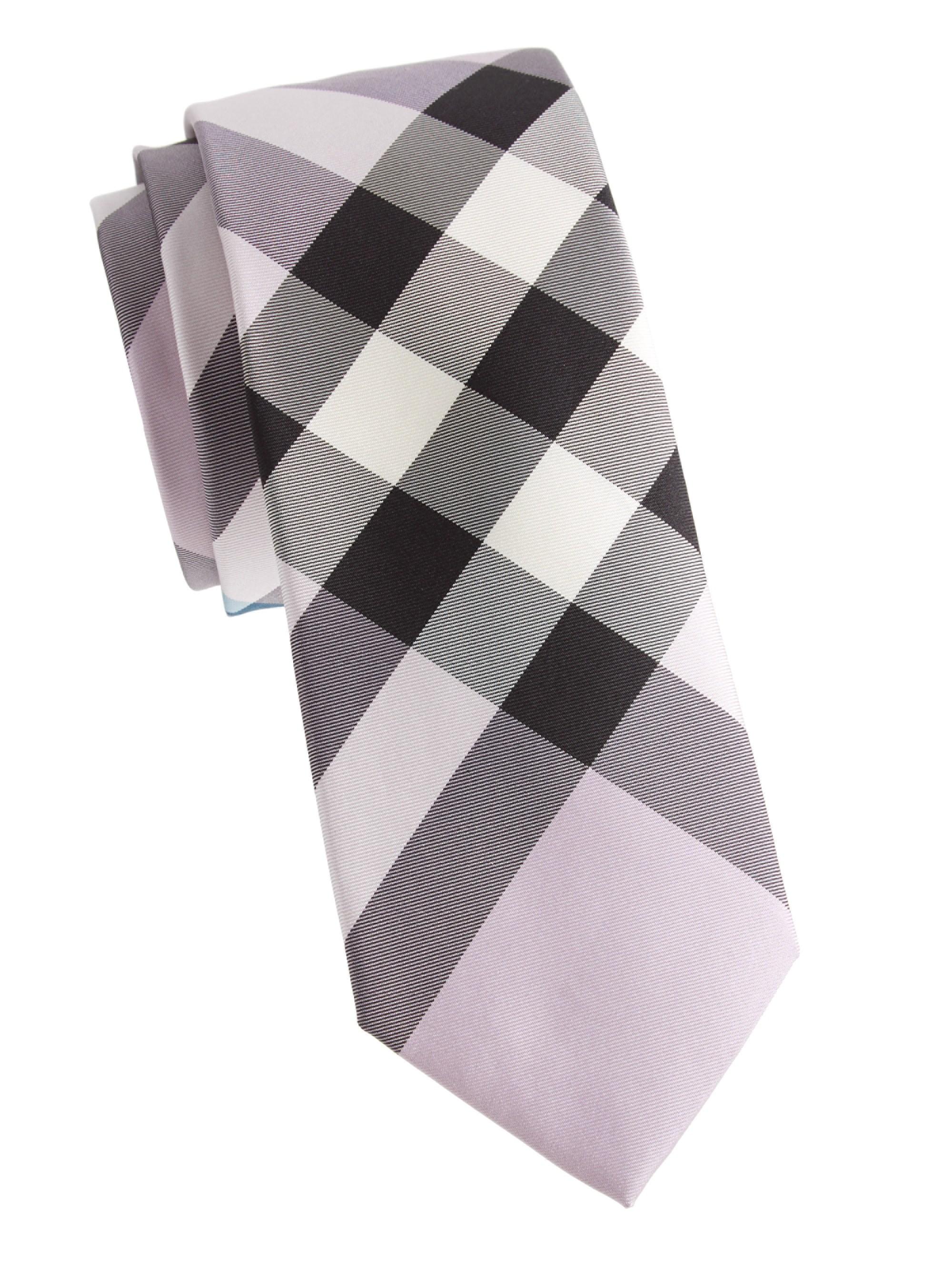 Burberry Exploded Check Mulberry Silk Tie in Lilac (Purple) for Men - Lyst