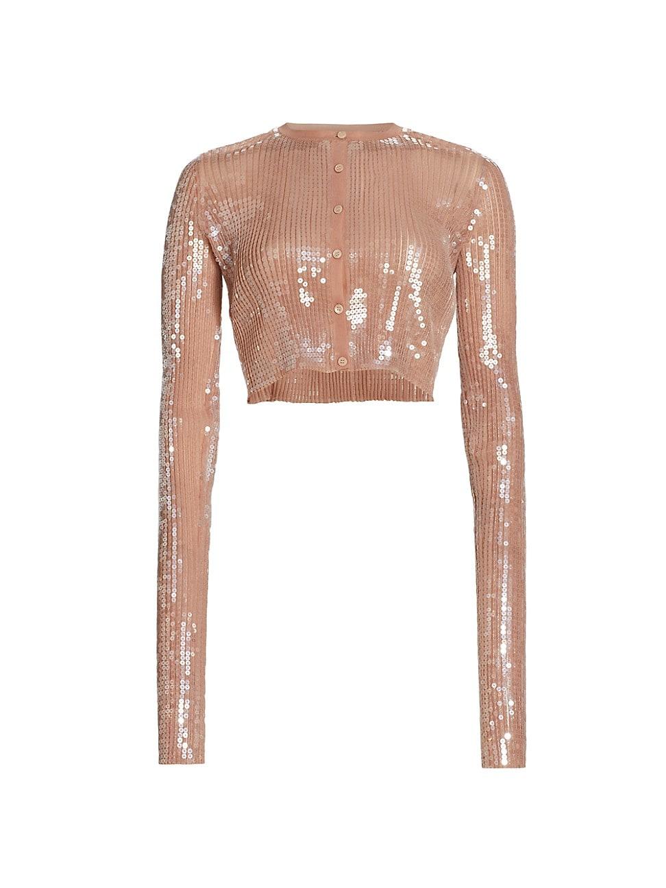 Alexander Wang Sequin-embellished Cropped Cardigan in White | Lyst