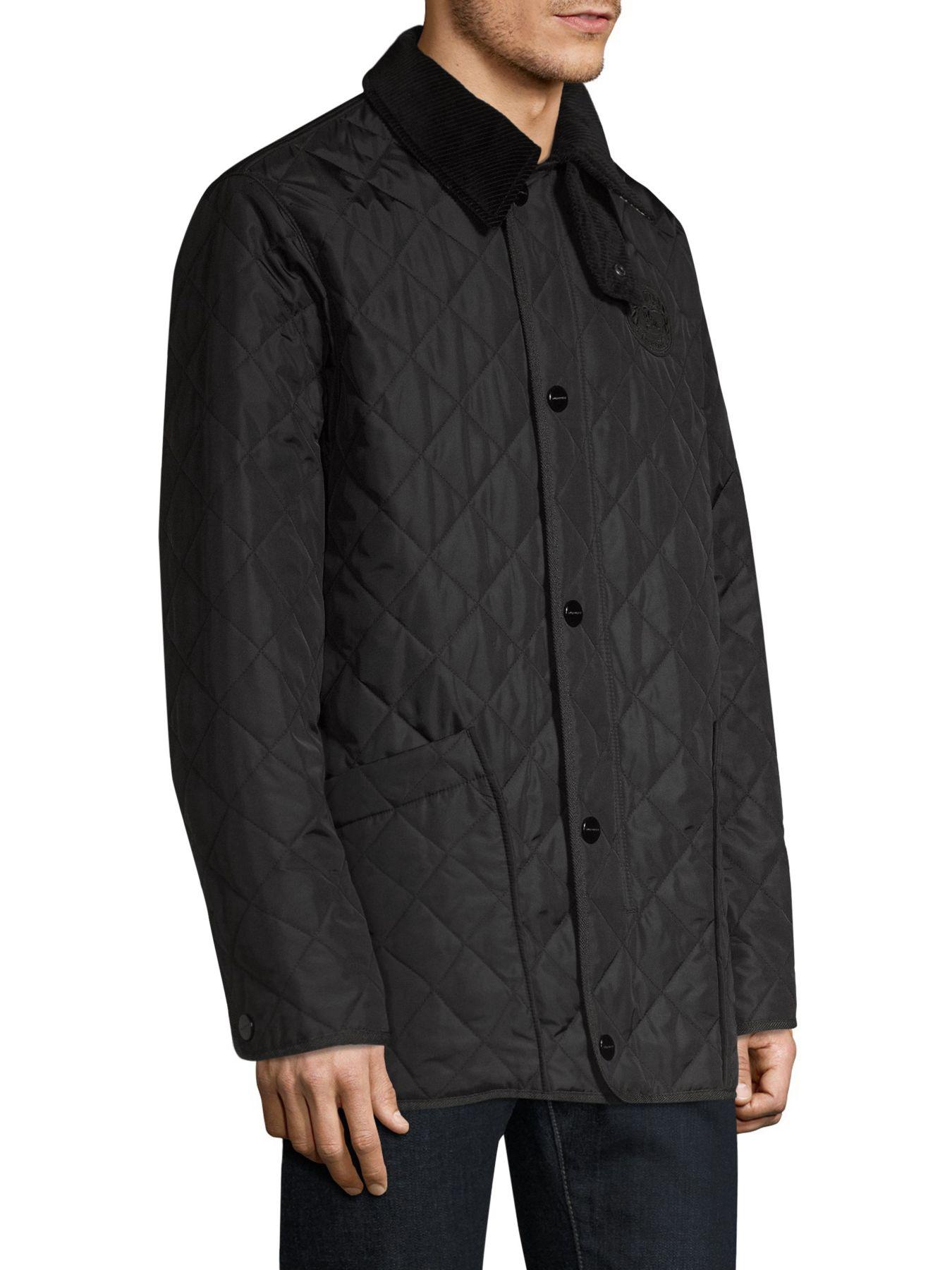 Burberry Corduroy Cotswold Quilted Barn Jacket in Black for Men - Lyst