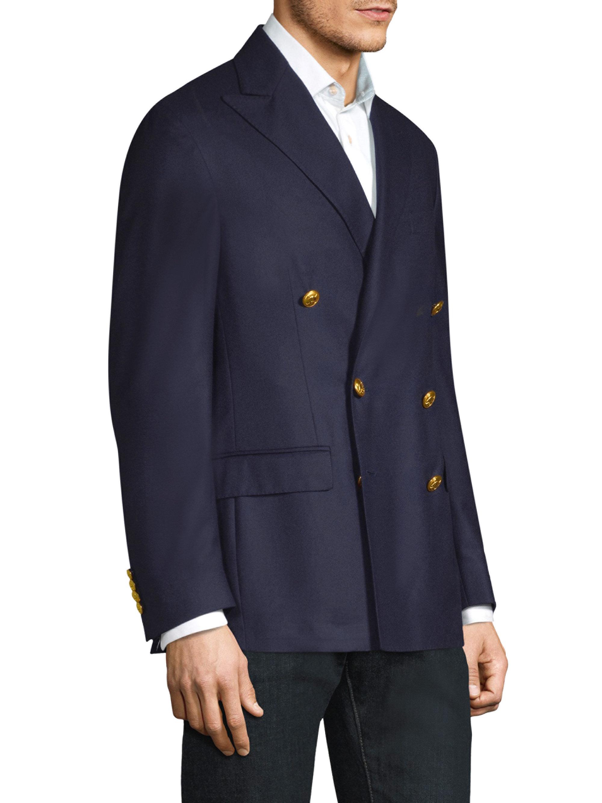 Polo Ralph Lauren Doeskin Wool Double Breasted Blazer in Blue for Men | Lyst