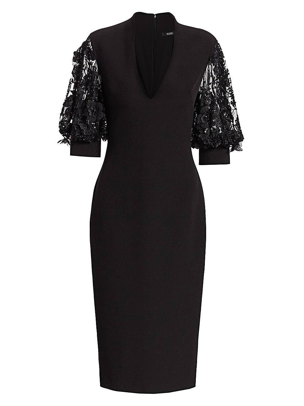 Bubble Sleeve Combo Sheath Dress 