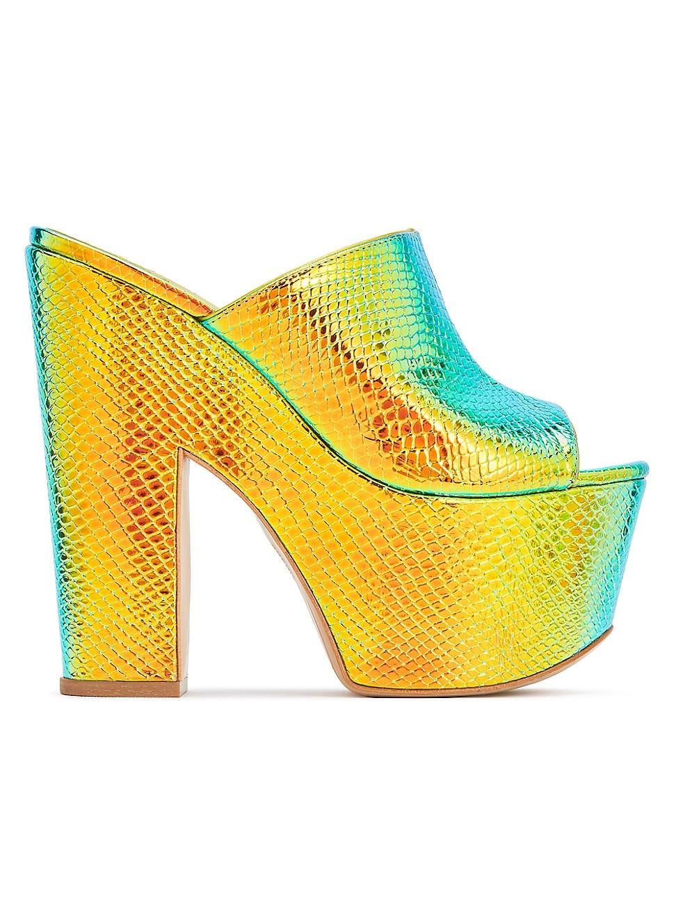 Sophia Webster Skye Metallic Snakeskin-embossed Platforms in Yellow | Lyst