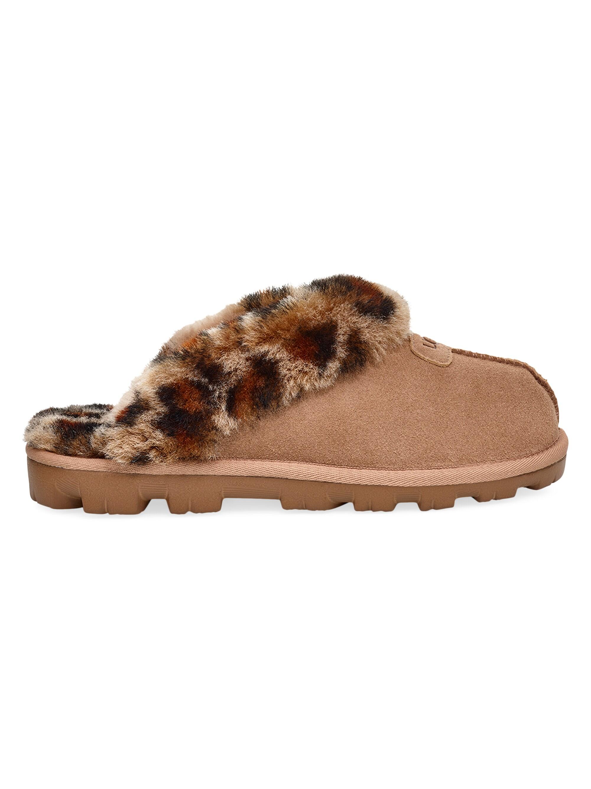 UGG Coquette Leopard-print Sheepskin-lined Suede Slippers in Blue | Lyst