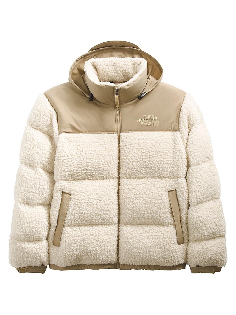 The North Face Faux Shearling Nuptse Puffer Coat in Natural for Men | Lyst