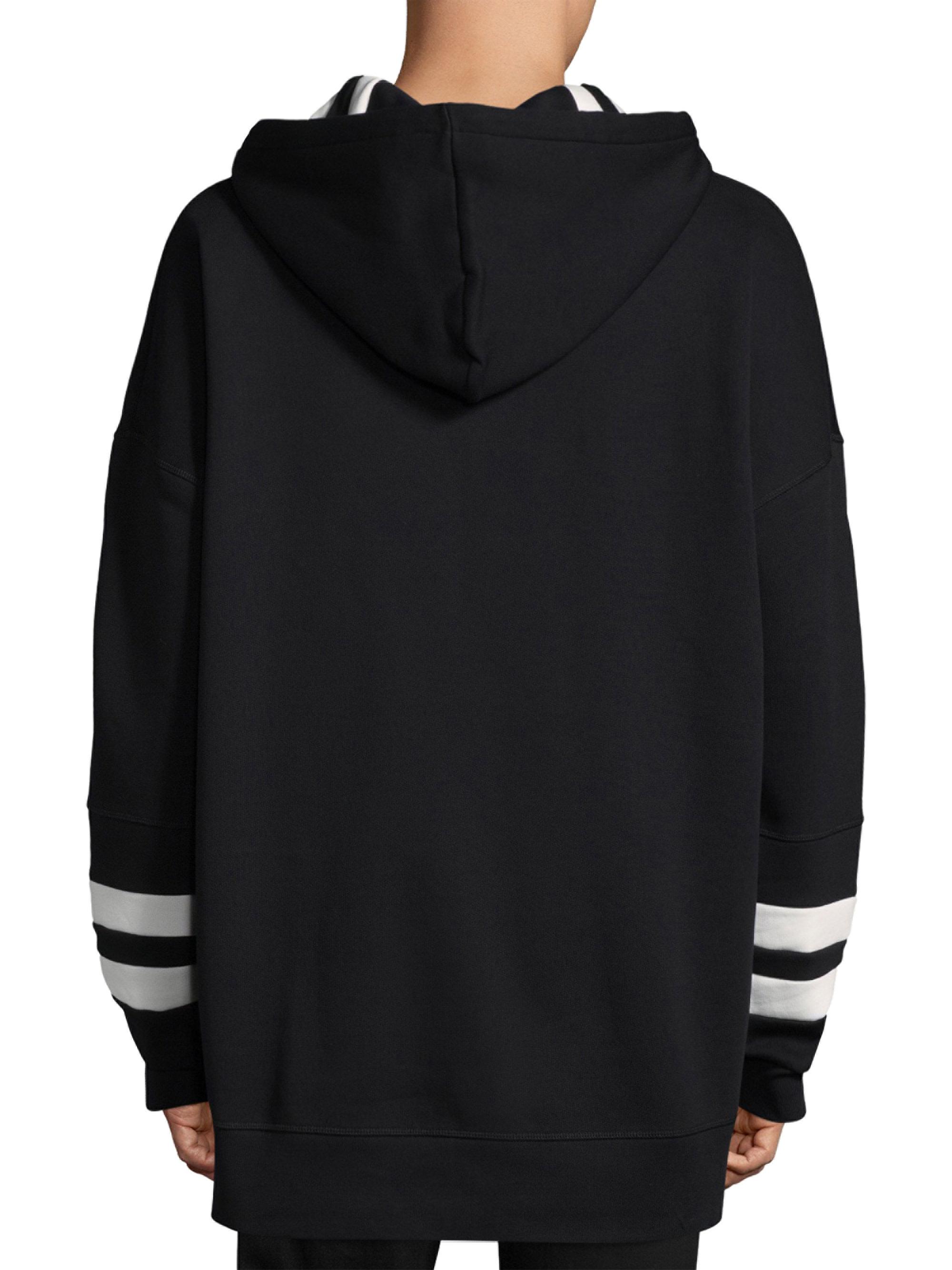 Burberry Cotton Raynor Striped Cuff Hoodie in Black for Men - Lyst
