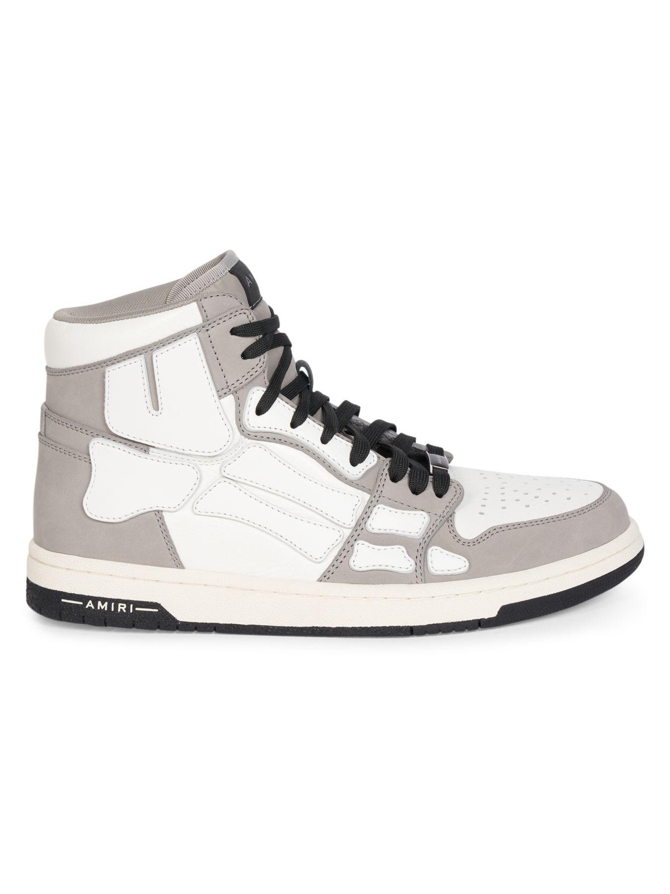 Amiri Skeleton High-top Leather Sneakers in Grey White (White) for Men ...