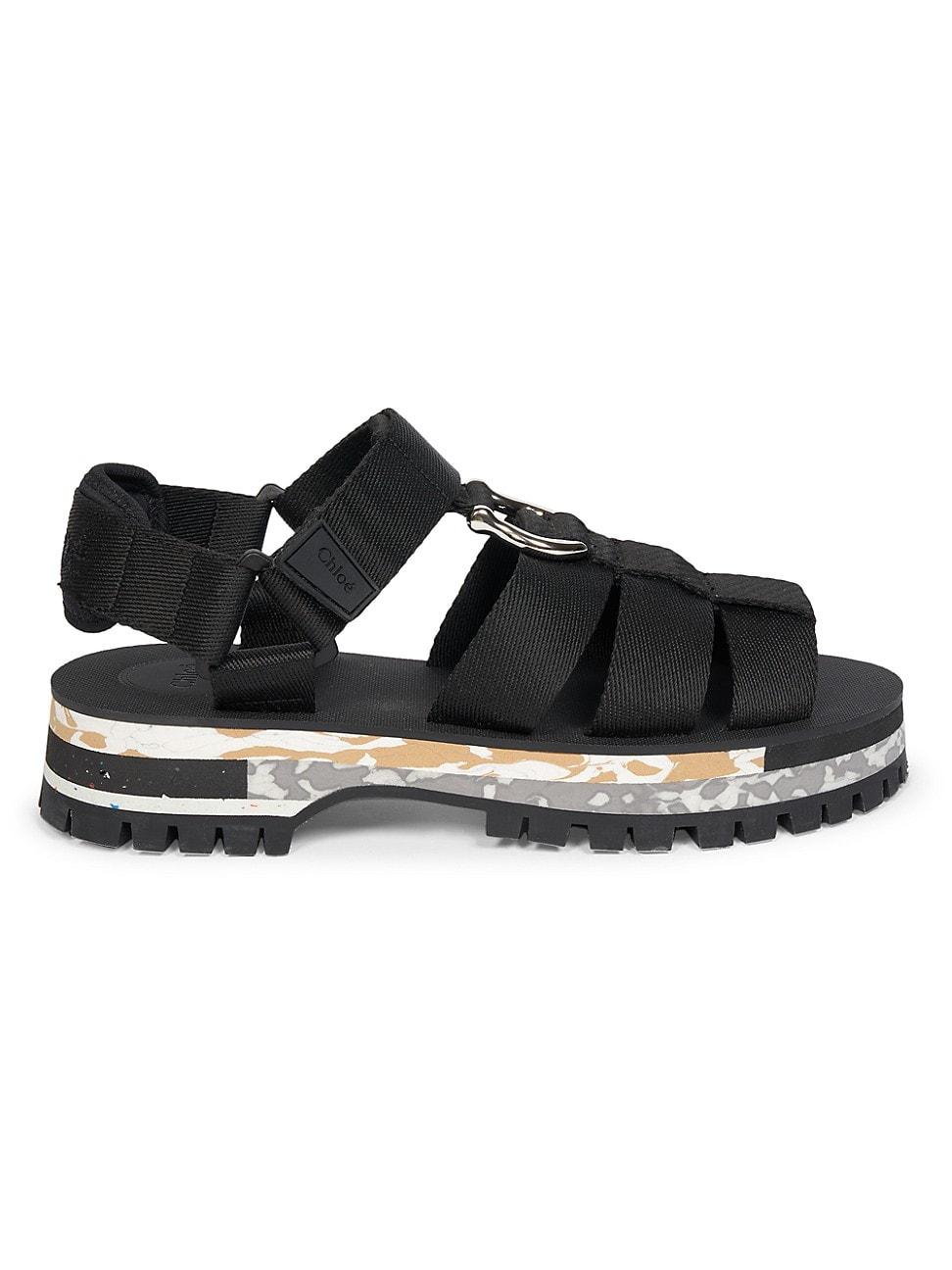 Chloé Nama Caged Flatform Sandals in Black | Lyst