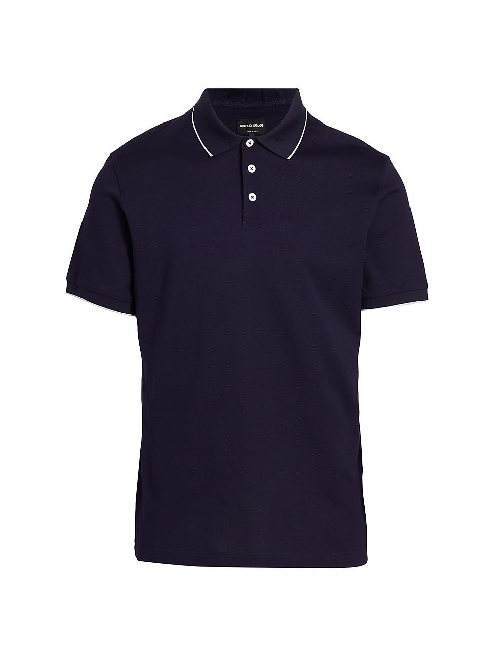 Giorgio Armani Cotton Contrast Piping Polo Shirt in Navy (Blue) for Men ...