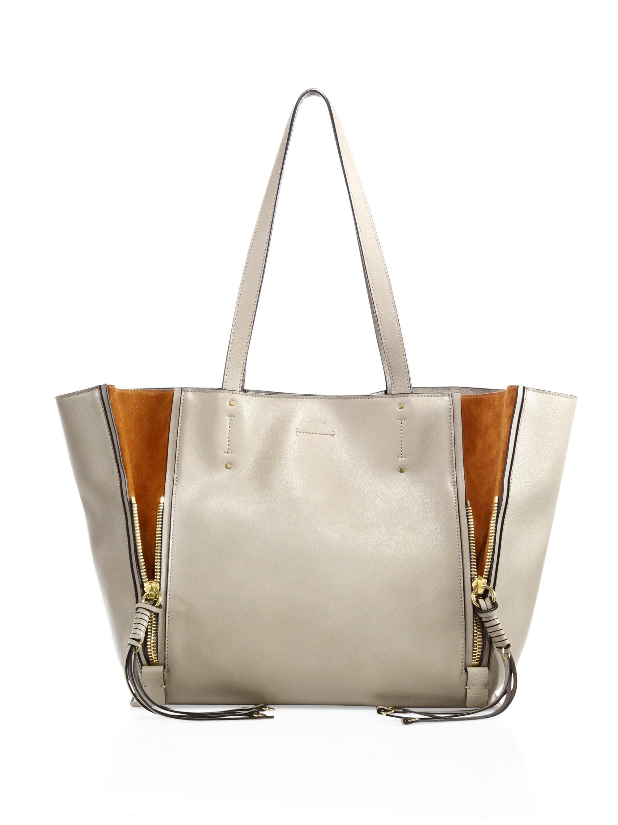 chloé milo leather & suede tote