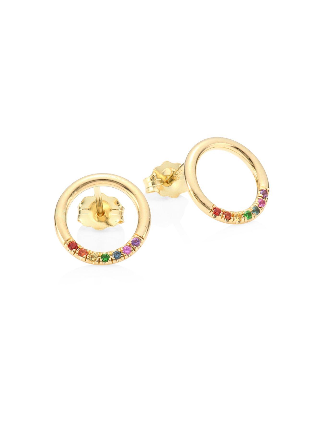 Zoe Chicco 14k Yellow Gold Gemstone Stud Earrings - Lyst