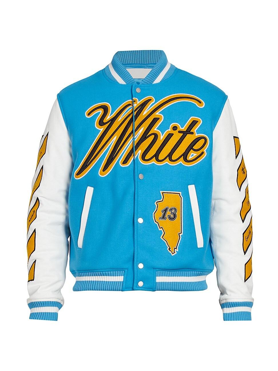 off white leather varsity jacket