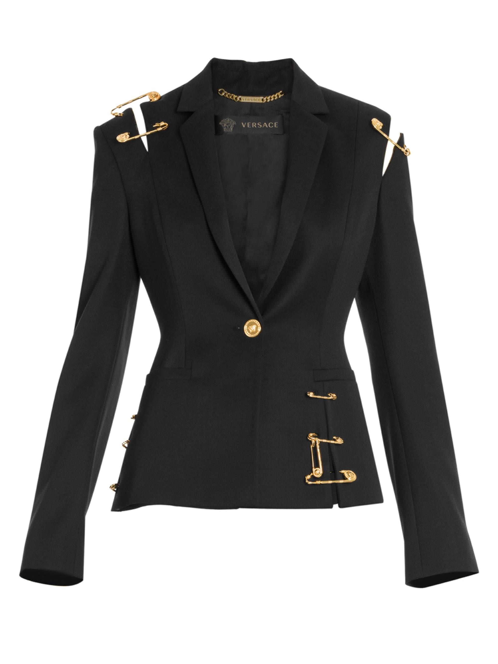 Versace Safety Pin Cutout Wool Jacket in Black - Save 5% - Lyst