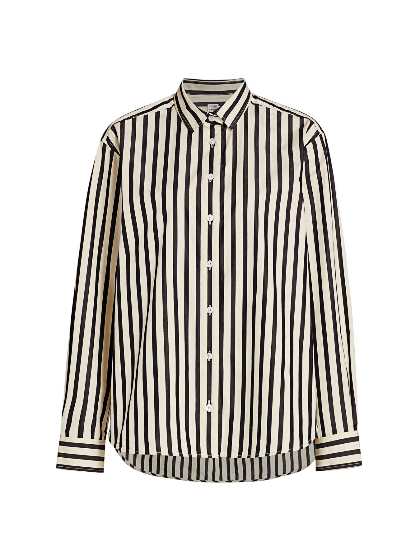 Totême Cotton Capri Striped Shirt in Black Stripe (Black) - Lyst