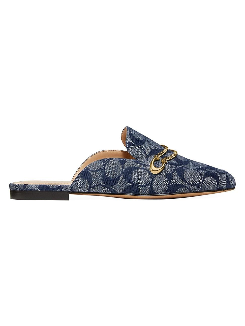 COACH Sawyer Signature Monogram Loafer Mules in Blue | Lyst