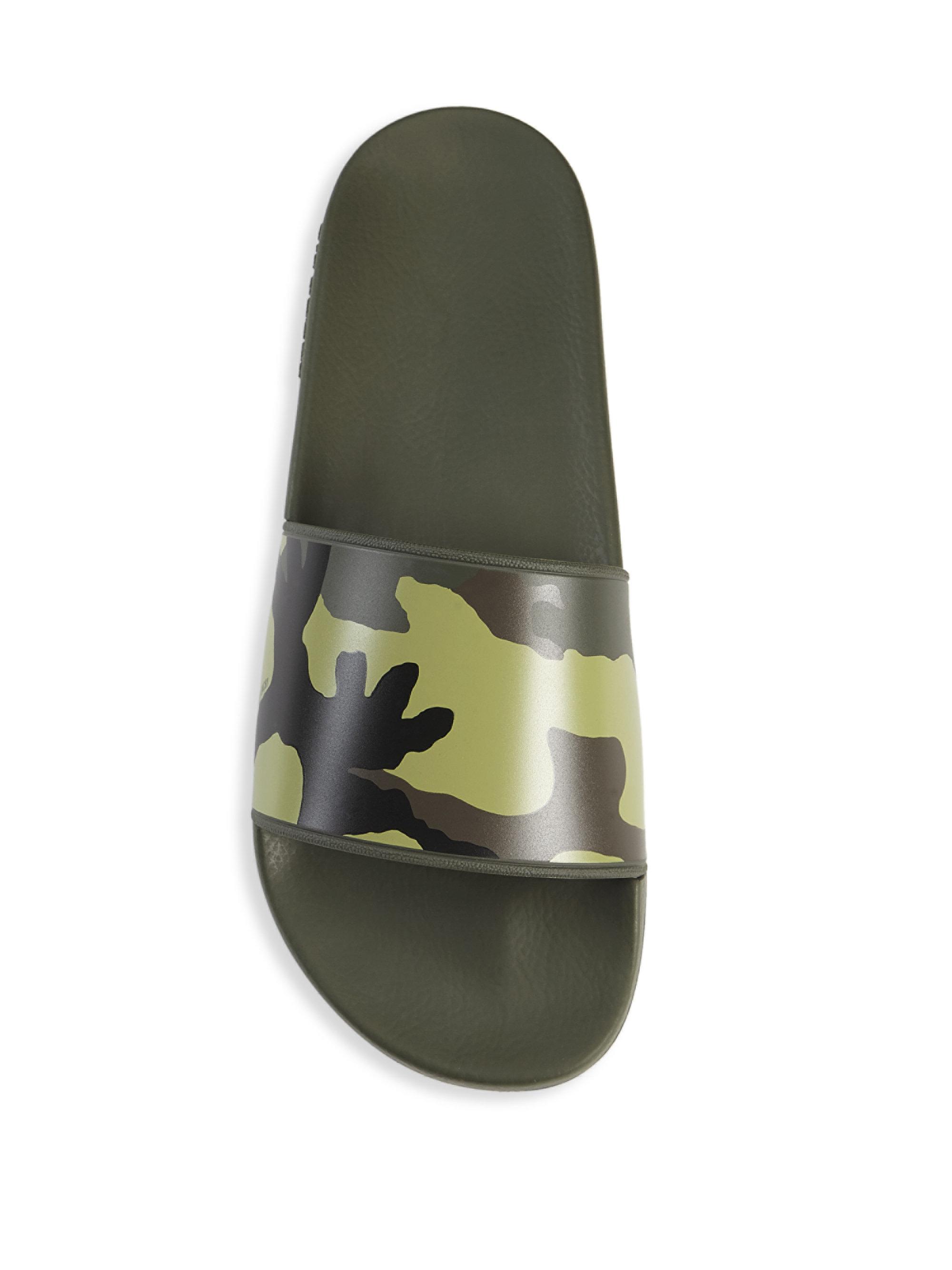 Givenchy Camo Rubber Slides in Green 