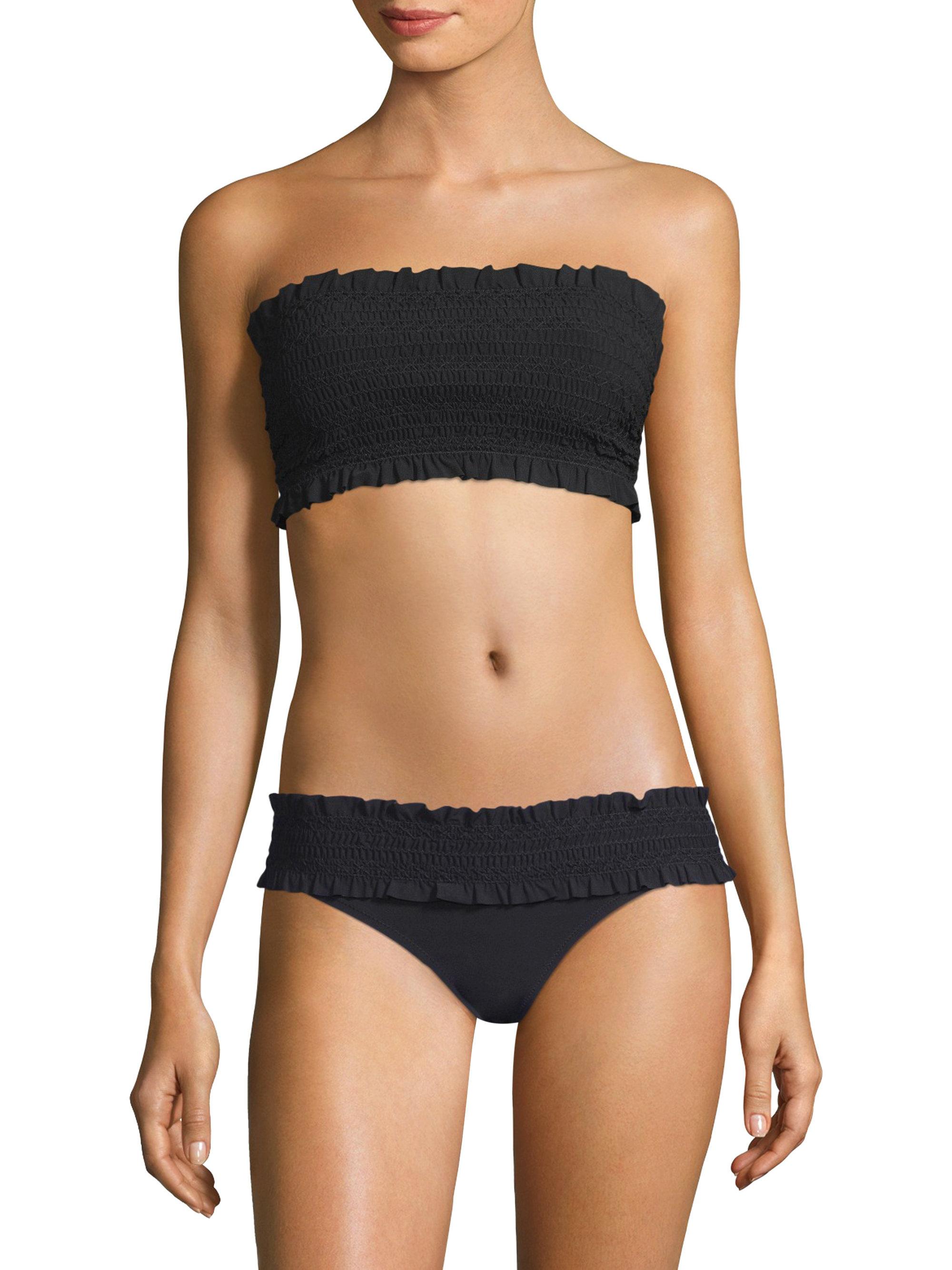 black smocked bikini top