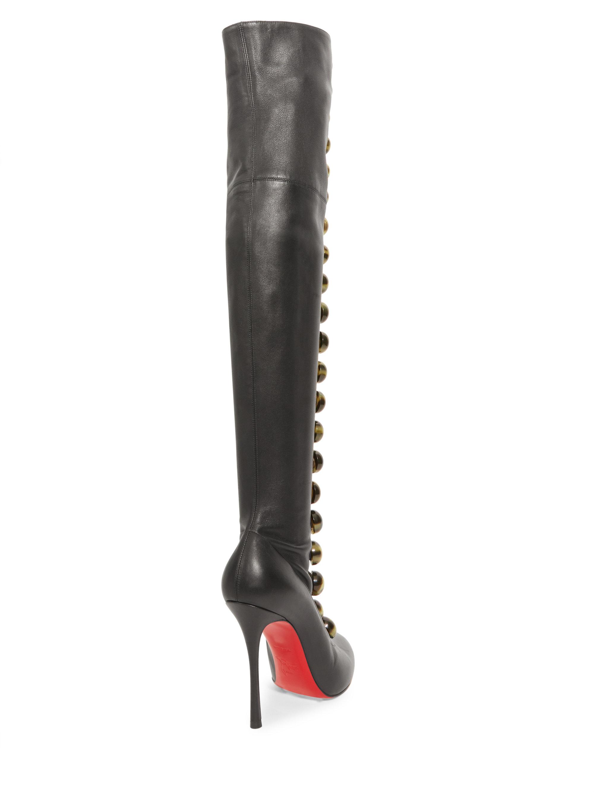 christian louboutin thigh high leather boots