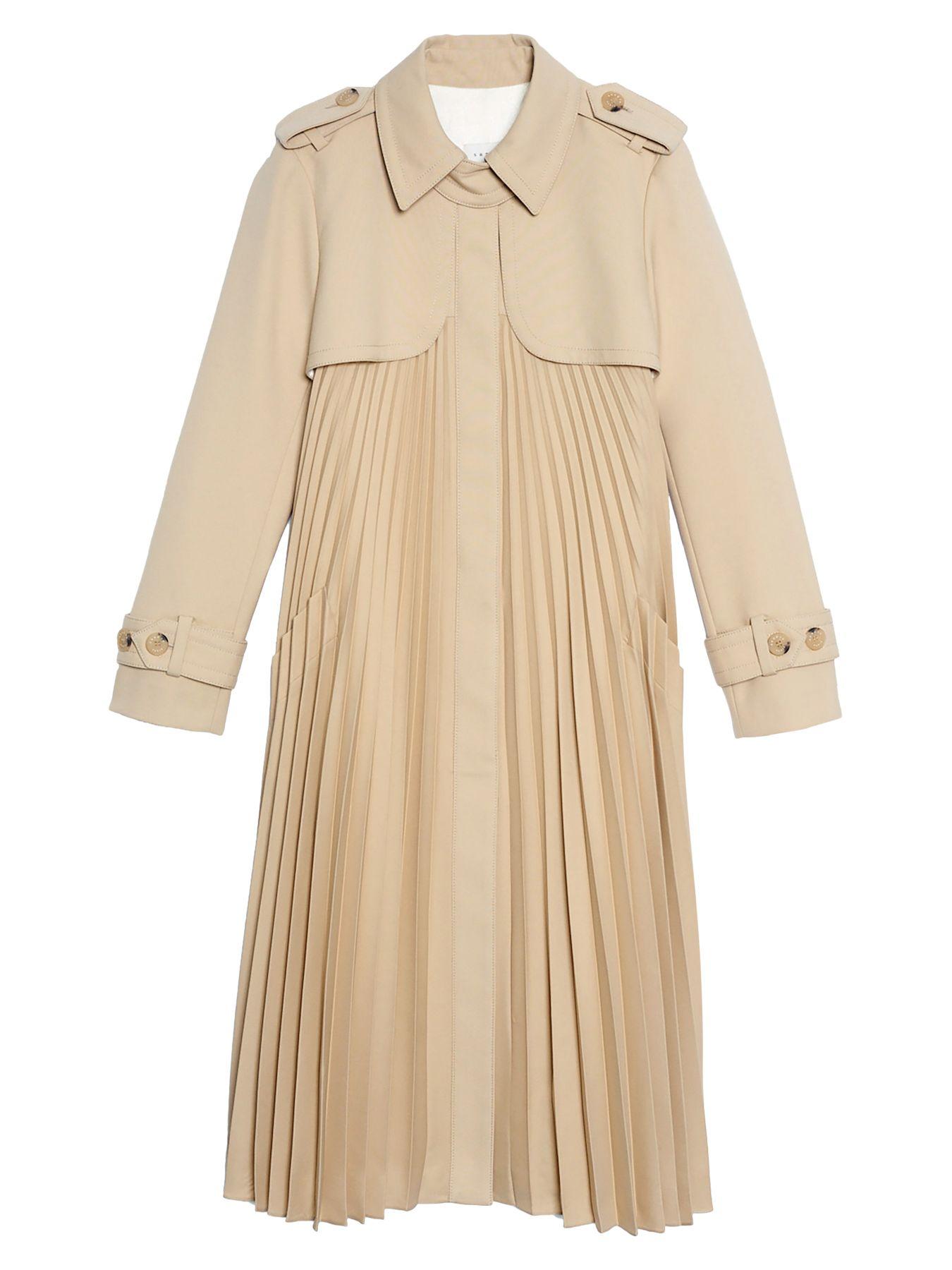 Sandro Synthetic Vino Pleated Trench Coat in Beige (Natural) - Save 21% ...