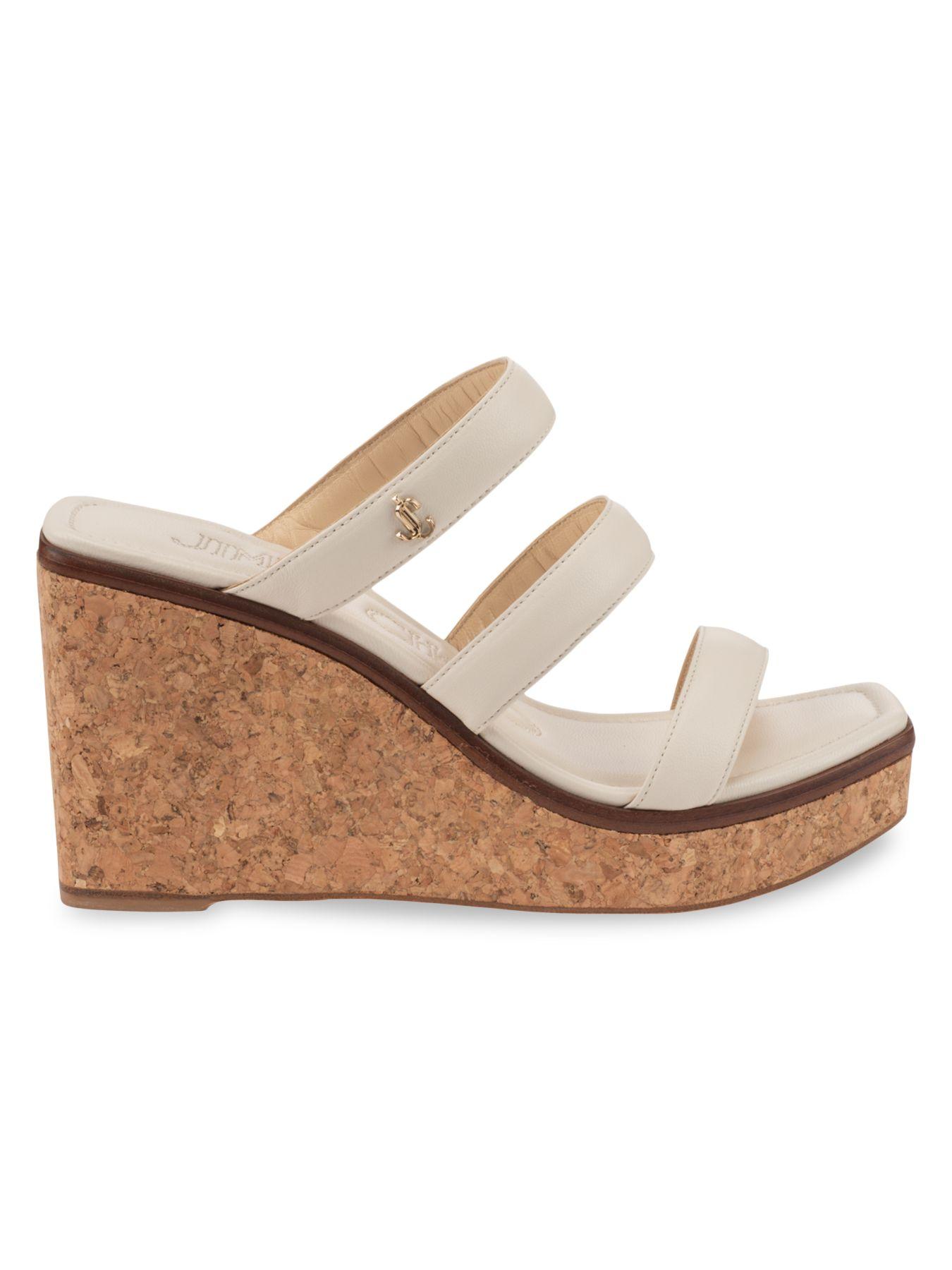 Jimmy Choo Blue Suede Pela Cork Wedge Ankle Strap Platform Size 37.5 Sandals